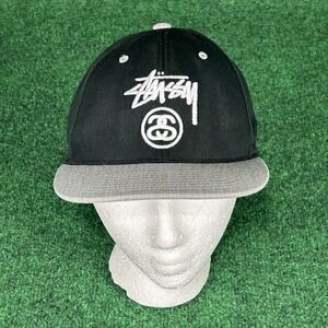 Stussy Stock Lock Snapback Men Black Grey Hat Adjustable Cap Skater Retro Grunge